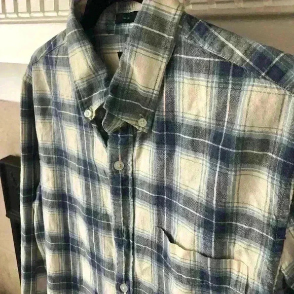 J Crew Factory men’s plaid collared button down flannel shirt - Picture 1 of 4
